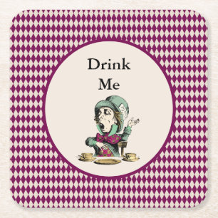 Drink me Mad Hatter Alice in Wonderland Vierkante Kartonnen Onderzetter