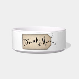 Drink me papier Label kat water Bowl Voerbakje