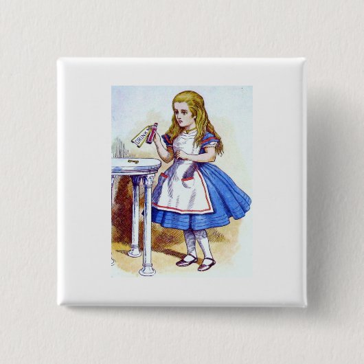 "Drink me" Potie met Alice Vierkante Button 5,1 Cm (Voorkant)
