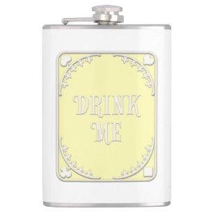 "Drink me" Whimsical Victoriaans Filigree Yellow Heupfles