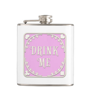 "Drink me" Wonderland Tea Party Mauve Pink Emblem Heupfles