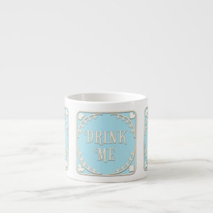 "Drink me" Wonderland Tea Party Pastel Blue Emblem Espresso Kop