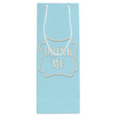 "Drink me" Wonderland Tea Party Pastel Blue Wijn Cadeautas (Achterkant)