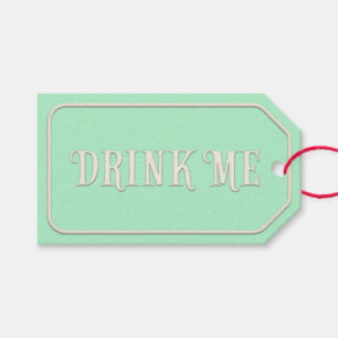 "Drink me" Wonderland Tea Party pastel Green Cadeaulabel