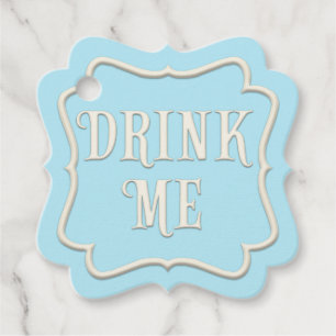 "Drink Me" Wonderland Theevisite Blauw Persoonlijk Bedankjes Labels
