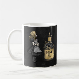 Drink me zwarte en gouden Alice in Wonderland Koffiemok