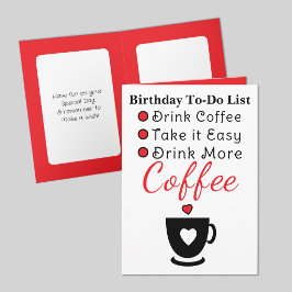 Drink meer koffie wit rood verjaardag kaart