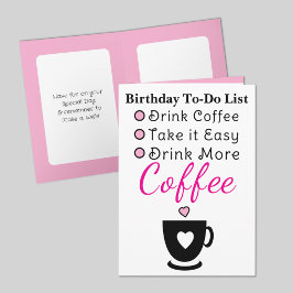 Drink meer koffie wit roze verjaardag kaart