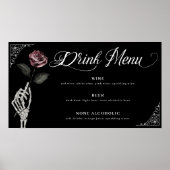 Drink Menu Waterverf Skelet Roos Gotische bruiloft Poster (Voorkant)