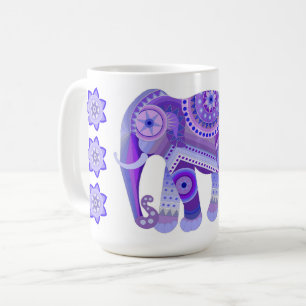 DRINK MET BLAUWE KOELE OLIFANT & BLOEMEN KOFFIEBEE KOFFIEMOK