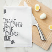 Drink met de hond - grijs | Grappige keukenhanddoe Theedoek (Quarter Fold)