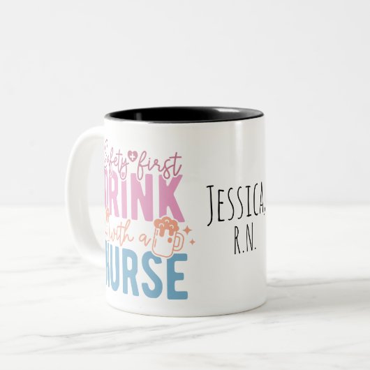 Drink met een Verpleegster Custom Name Coffee Mok (Voorkant links)