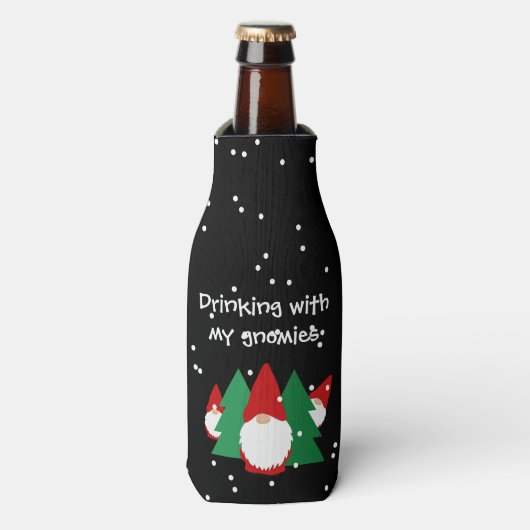Drink met mijn gnomen grappige kerstfeest flesjeskoeler (Fles Voorkant)