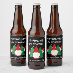 Drink met mijn gnomies Grappige Kerst Bier Etiket