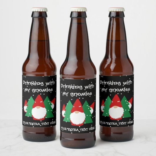 Drink met mijn gnomies Grappige Kerst Bier Etiket (Flessen)
