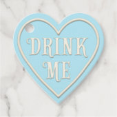 "Drink mij" Tea Party Blue Heart, gepersonaliseerd Bedankjes Labels (Voorkant)
