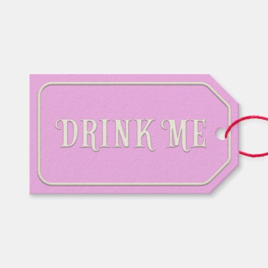 "Drink mij" Wonderland Tea Party Pink Personalized Cadeaulabel (Voorkant (Horizontaal))