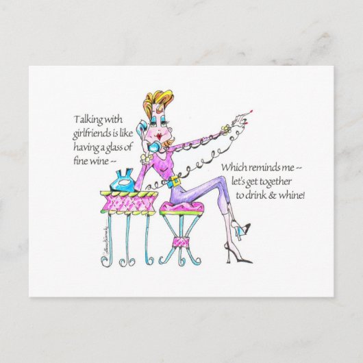 Drink n' Whine briefkaart (Voorkant)