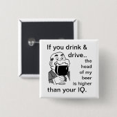 Drink niet en rijd niet vierkante button 5,1 cm (Voorkant /achterkant)