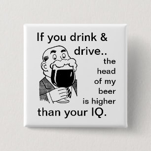 Drink niet en rijd niet vierkante button 5,1 cm