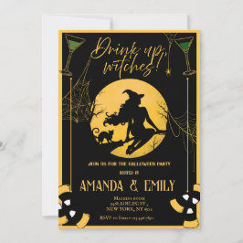 Drink omhoog, heksen meisjes nacht feest Halloween Kaart