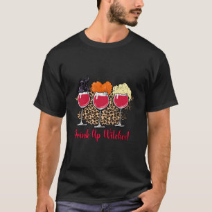 Drink omhoog heksen wijnglas heks squad grappig pa t-shirt