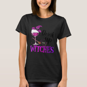 Drink omhoog heksen wijnglas wijnliefhebber Drink T-shirt