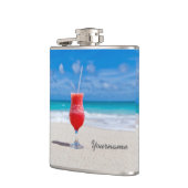 Drink op de maatkolf van de beach heupfles (Links)