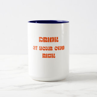 Drink Op Eigen Risico Grappige Retro Koffiemok Tweekleurige Koffiemok
