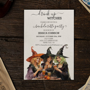 Drink Op Heksen Bachelorette Feest Halloween Kaart
