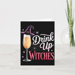 Drink Op Heksen Champagneglas Grappige Halloween Kaart