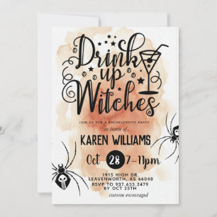 Drink op heksen Halloween Bachelorette Party Kaart