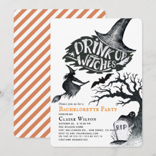 Drink op heksen Halloween Bachelorette Party Kaart