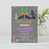 Drink op heksen halloween uitnodiging (Staand voorkant)