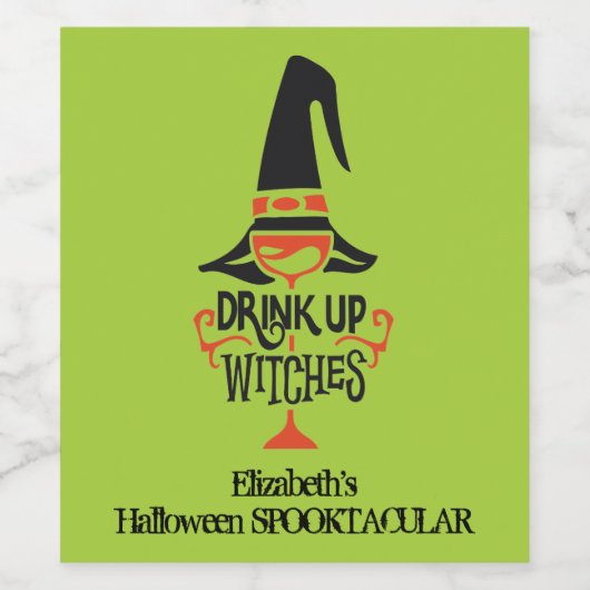 Drink op heksen Halloween Wijn Etiket (Enkel label)
