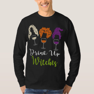 Drink op heksen Halloween Women Hallowine Wine Lo T-shirt