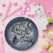 Drink op heksen Night Sky Halloween Papieren Bordje (Feest)