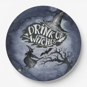 Drink op heksen Night Sky Halloween Papieren Bordje