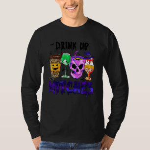 Drink Op Heksen Retro Koffie Griezelig Seizoen Hal T-shirt