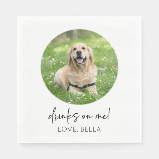 Drink op mij! Custom Afbeelding Dog Cat Pet Weddin Servet (Voorkant)