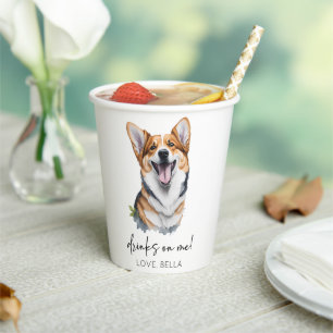 Drink op mij! Pembroke Welsh Corgi Dog Pet Wedding Papieren Bekers