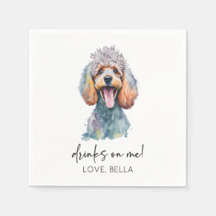 Drink op mij! poedel hond huisdier bruiloft servet