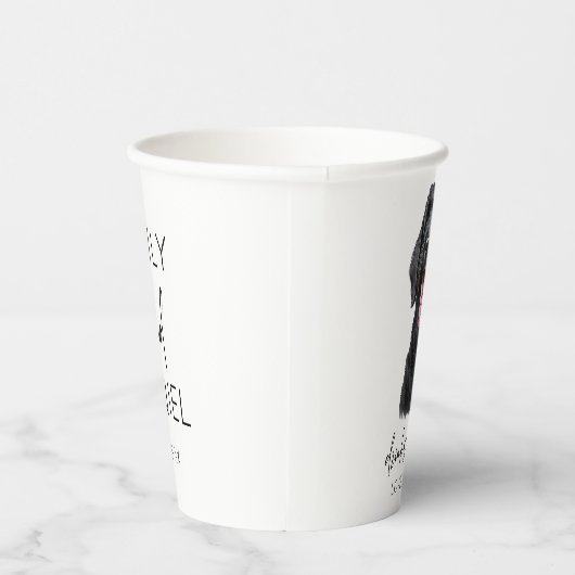Drink op mij! Zwart Russisch Terriër Hond Bruiloft Papieren Bekers (Rechts)