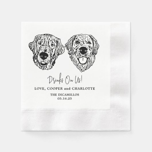 Drink op ons huisdieren aangepaste hand tekening b servet (Voorkant)