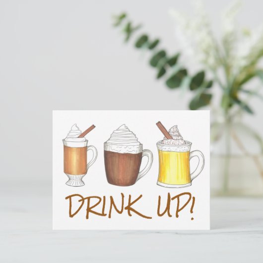 Drink op warme eieren Nog Coa Rum kerstfeestdag Feestdagenkaart (Staand voorkant)