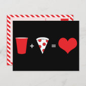 drink + pizza = liefde briefkaart (Voorkant / Achterkant)