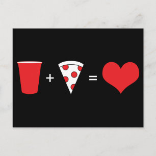 drink + pizza = liefde briefkaart