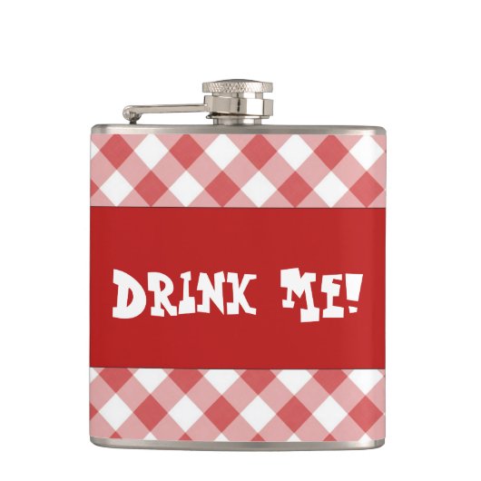 Drink Red Gingham Heupfles (Voorkant)