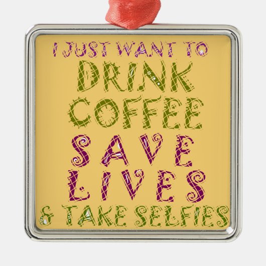 Drink redt levens en neemt selfies Metalen Ornament (Voorkant)