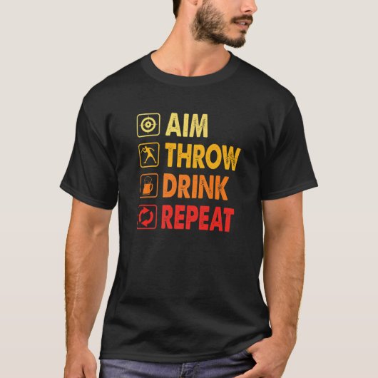Drink Repeat   Axe Throwing Game Axe Throwing Spor T-shirt (Voorkant)